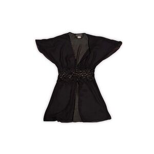 Chic Black Lace Accent Robe